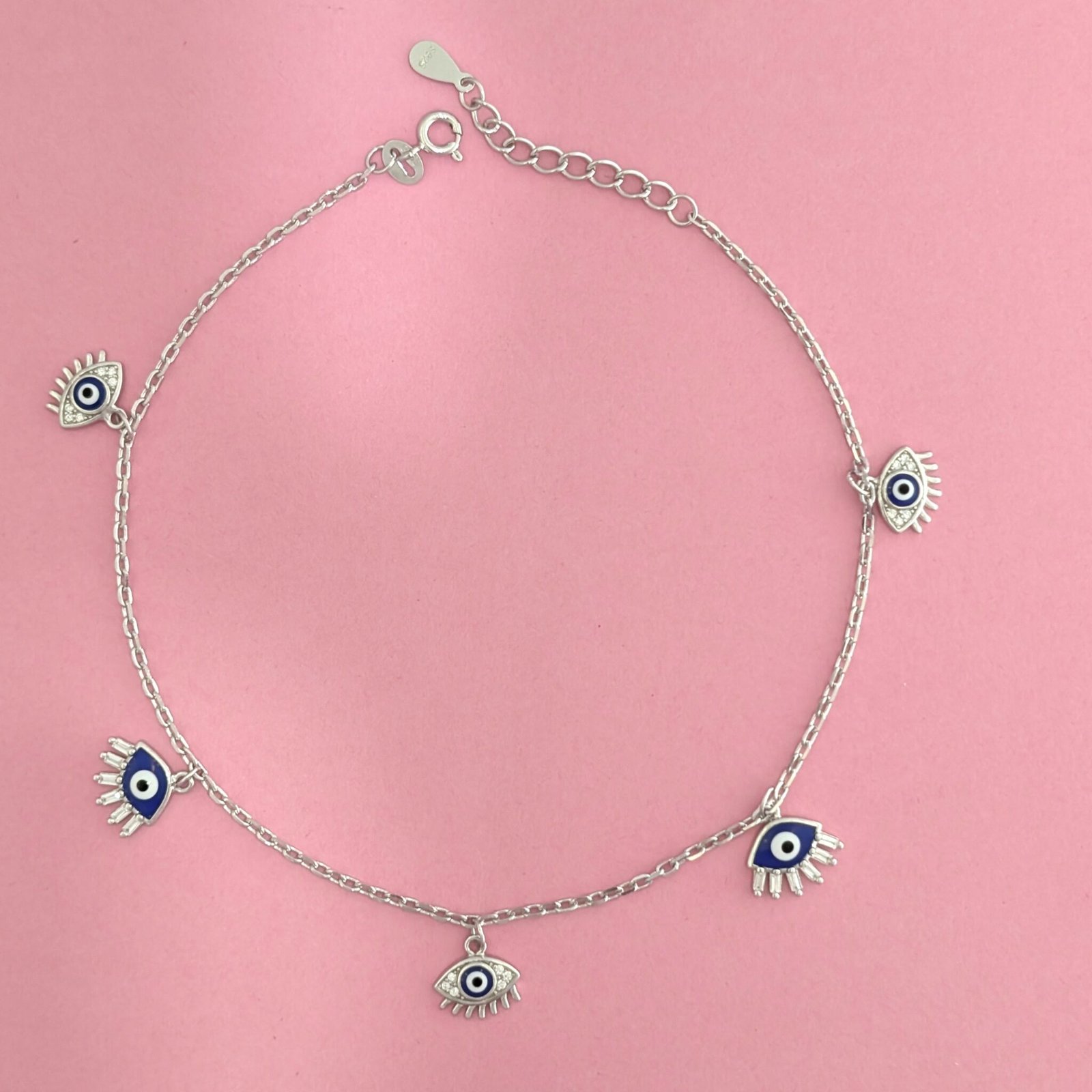 Elegant Evil Eye 925 Silver Anklet – Binduxi Jewellers