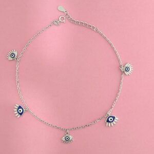 Elegant Evil Eye 925 Silver Anklet – Binduxi Jewellers