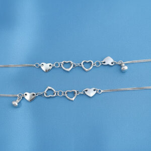 925 Conjoined Silver Hearts Anklet