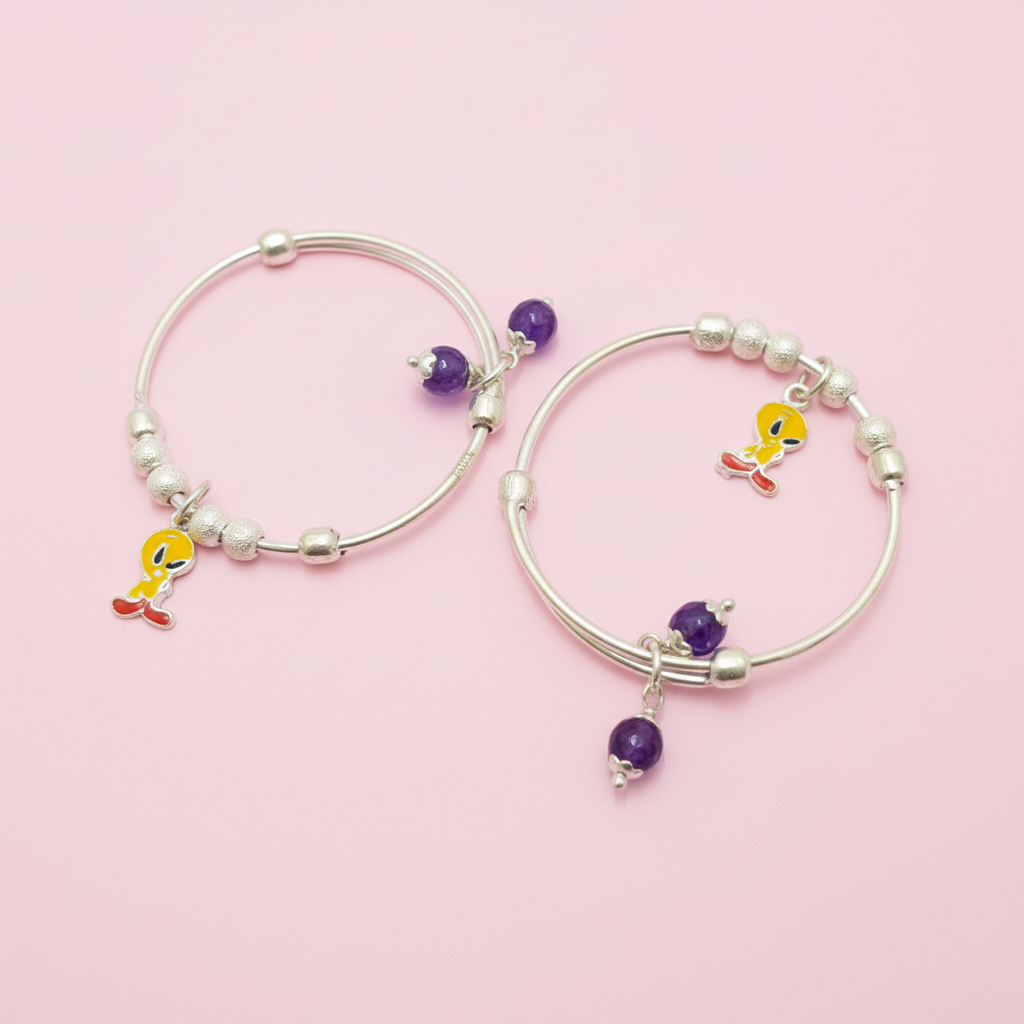 Silver Tweety Kids Kada | Kids Bracelet (0 to 18 Months)
