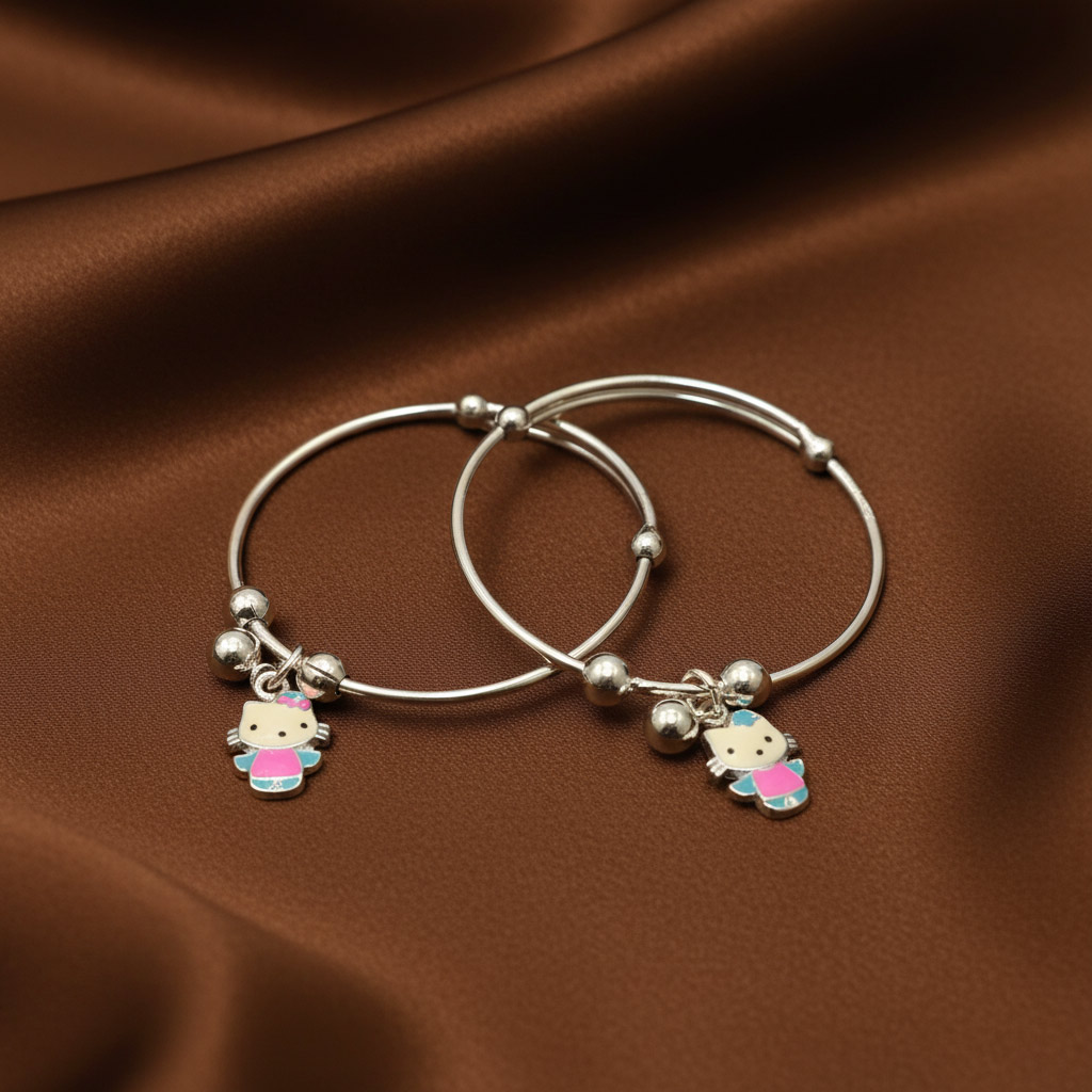 Silver Kitty Kids Kada | Kids Bracelet (0 to 18 Months)