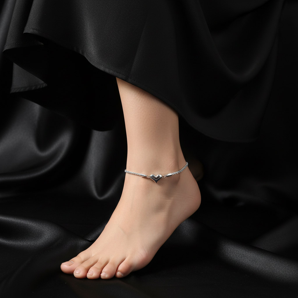 Silver Heart Anklet