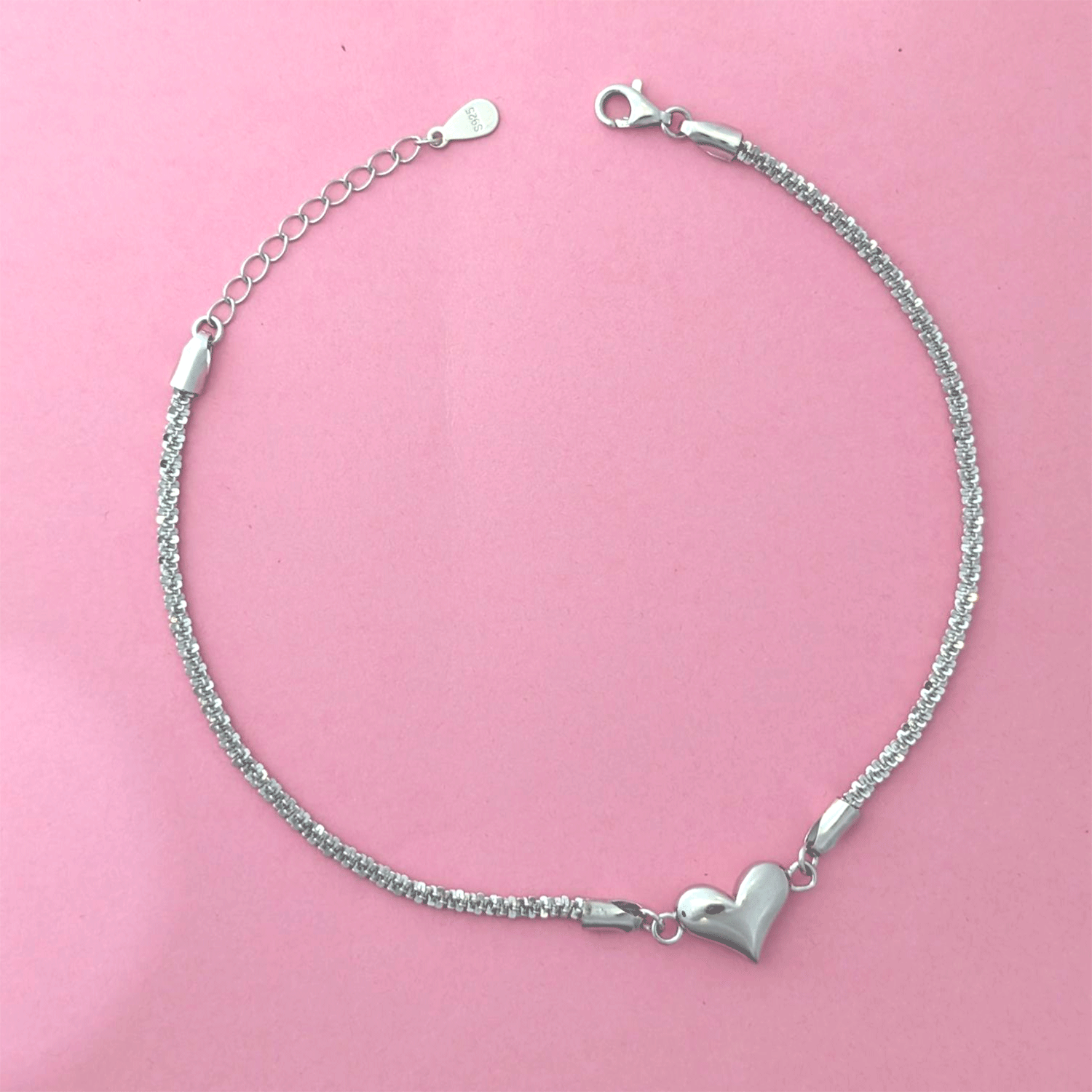 Silver Heart Anklet