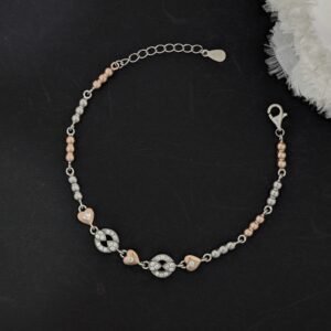 925 Sterling Silver Dual-Tone Heart & Infinity Bracelet