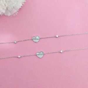 Silver Heart 925 Sterling Anklet