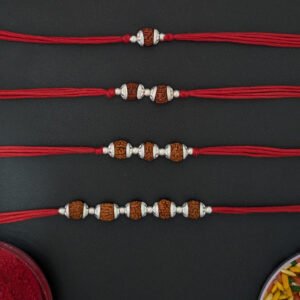 Pure Silver Rudraksha Rakhi (Set of 4) | Rakshabandhan Rakhi for Brother| Rakhi for Boys & Men