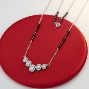 Elegant Silver Mangalsutra with Emerald Stone Pendants - Binduxi Jewellers