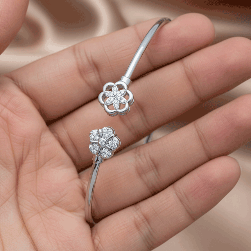 925 Sterling Silver Floral Bracelet for Women | 5.90g | Binduxi Jewellers