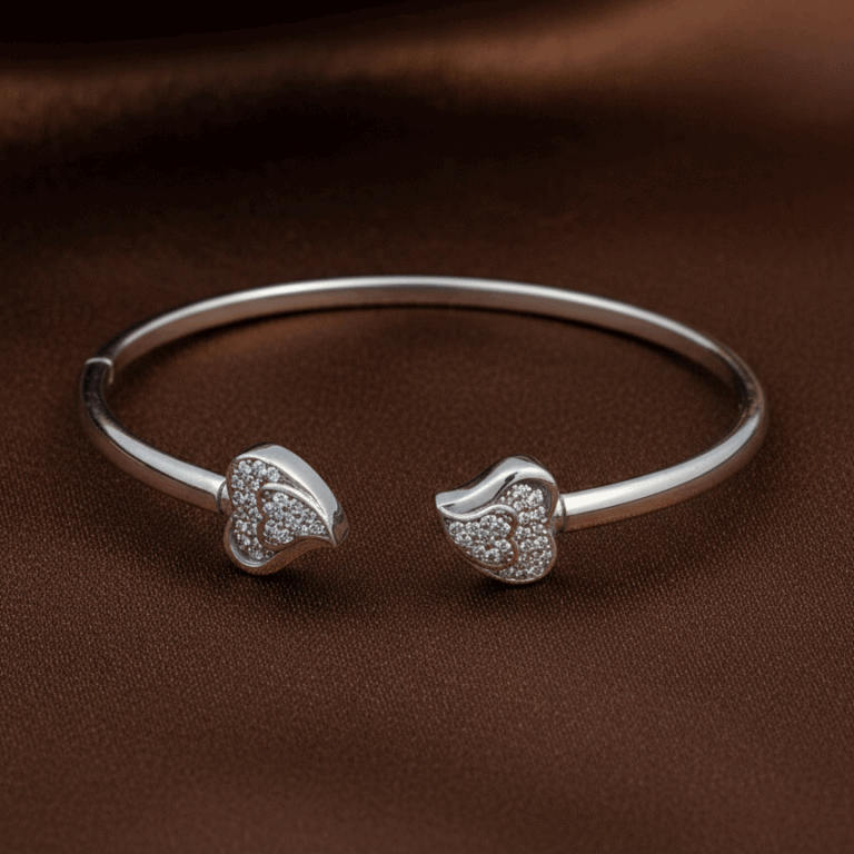Designer Silver Heart Bracelet