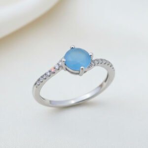 925 Sterling Silver Blue Stone Ring for Women | 1.890 gm | Binduxi Jewellers