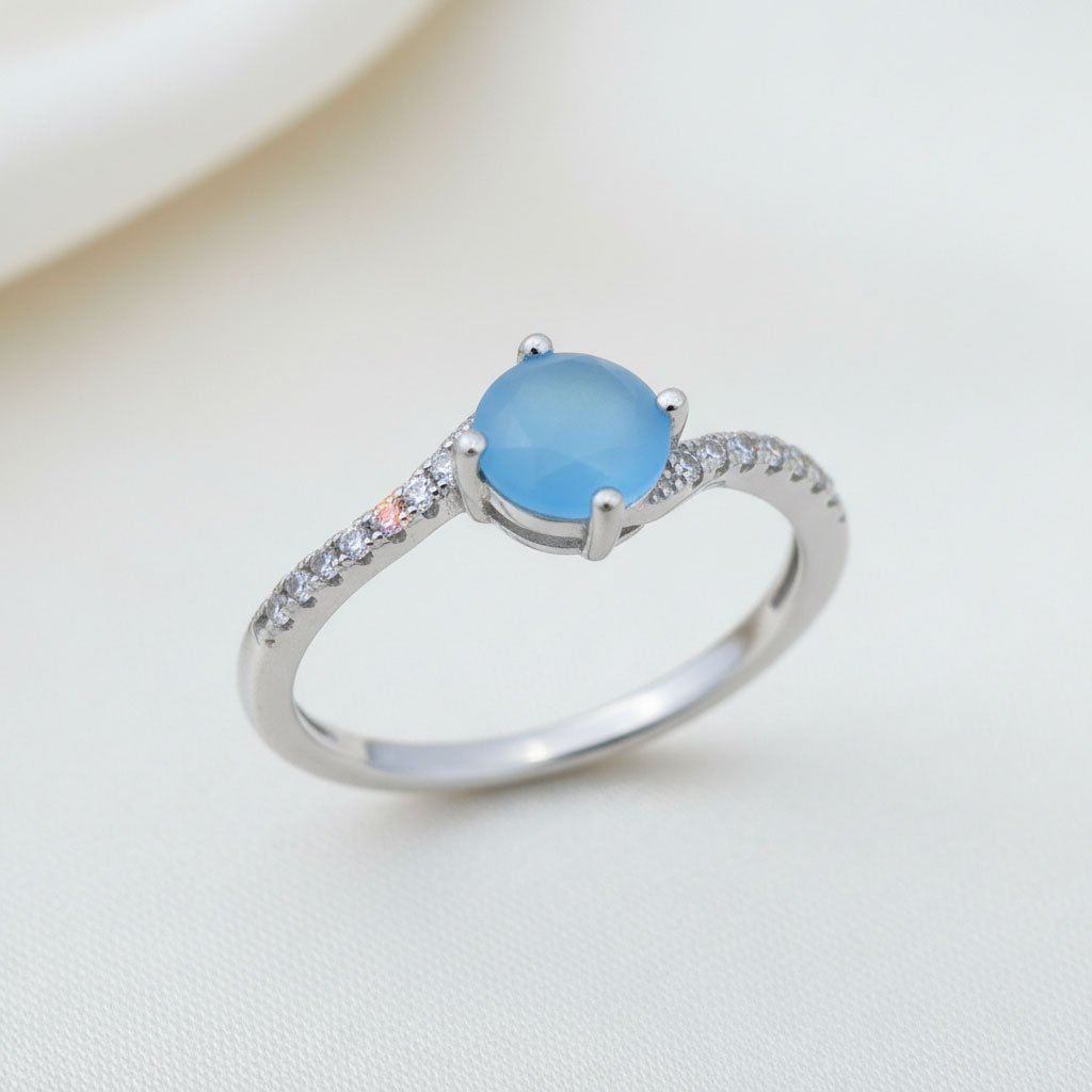 925 Sterling Silver Blue Stone Ring for Women | 1.890 gm | Binduxi Jewellers