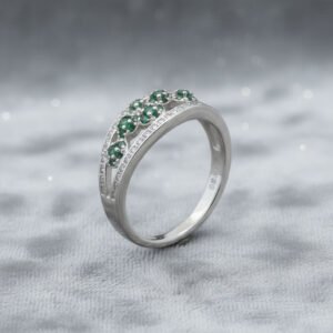 925 Sterling Silver Green Stone Ring for Women – Elegant Designer Ring | 2.880 gm | Binduxi Jewellers