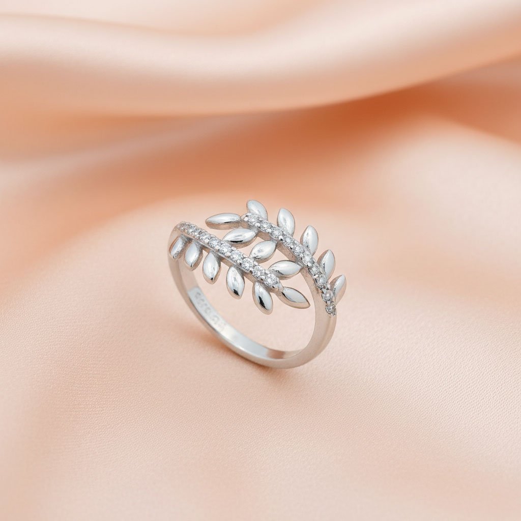 925 Sterling Silver Leaf Adjustable Ring for Women | Binduxi Jewellers