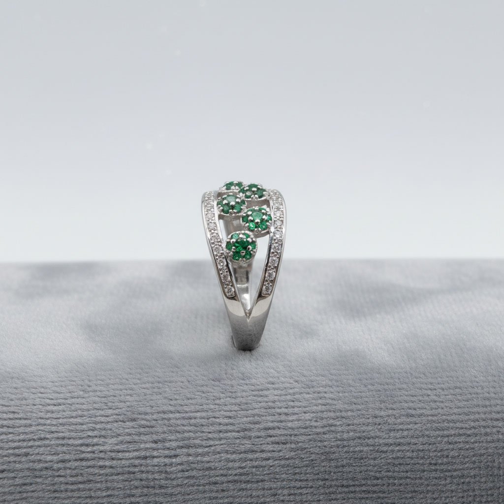 925 Sterling Silver Green Stone Ring for Women – Elegant Designer Ring | 2.880 gm | Binduxi Jewellers