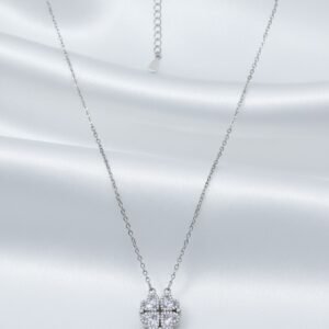 2 in 1 silver necklace heart flower 925 sterling silver necklace for women