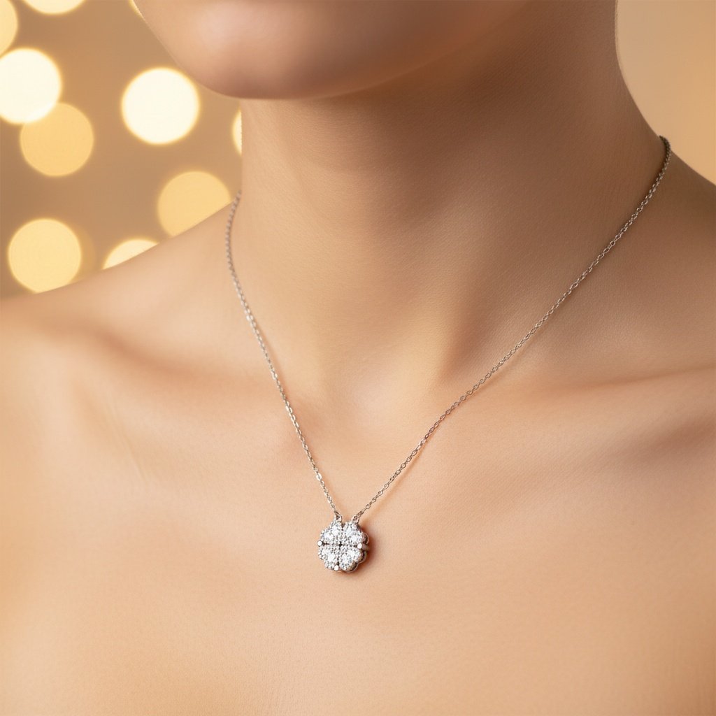 Beautiful 2 in 1 Silver Necklace for Women | Heart & Flower 925 Sterling Silver Necklace