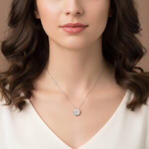 2 in 1 silver necklace heart flower 925 sterling silver necklace for women