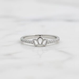 silver crown ring for women 925 sterling silver princess design ring
