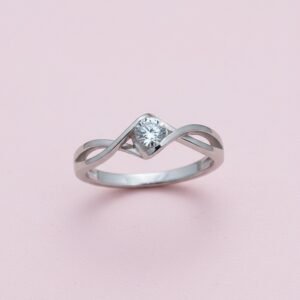 silver solitaire ring for women 925 sterling silver diamond style ring size 12