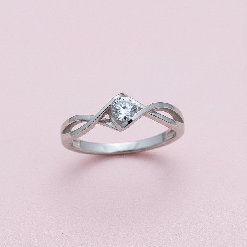 925 Sterling Silver Solitaire Ring for Women | Elegant Diamond Style Ring | 1.550g | Binduxi Jewellers