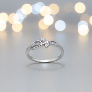 silver infinity ring for women 925 sterling silver leaf design ring size 14