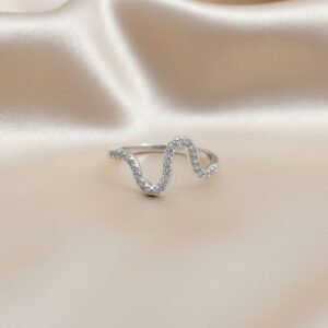 silver wave ring for women 925 sterling silver zig zag design ring size 9