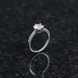 silver pink stone ring for women 925 sterling silver solitaire ring size 12