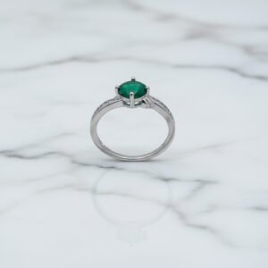 silver emerald ring for women 925 sterling silver green stone ring size 14