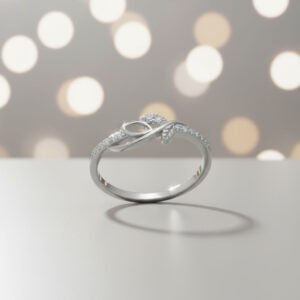 silver infinity ring for women 925 sterling silver leaf design ring size 14