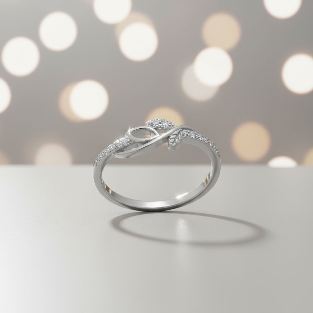 Silver Infinity Ring for Women 925 | Elegant Leaf Design | Binduxi Jewellers silver infinity ring for women 925 sterling silver leaf design ring size 14
