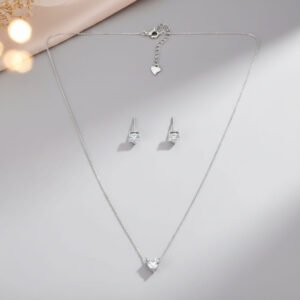 heart silver pendant set with earrings for women 925 sterling silver jewellery set