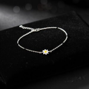 silver bracelet for women 925 sterling silver daisy design lightweight