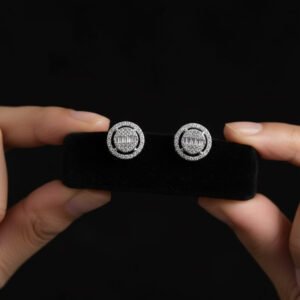 “925 sterling silver round stud earrings for women”