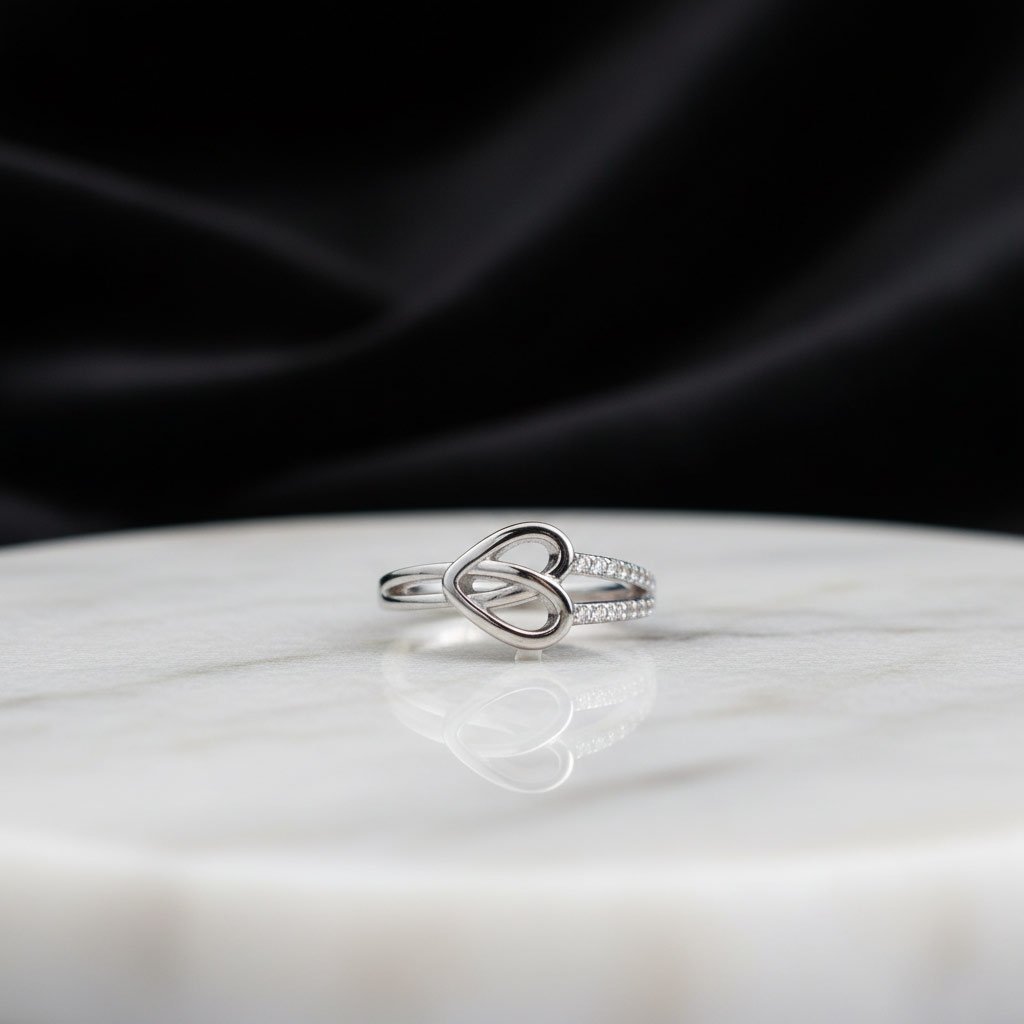 925 sterling silver heart design ring for women lightweight elegant jewellery