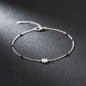 silver bracelet for women 925 sterling silver daisy design lightweight