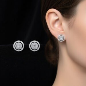 “925 sterling silver round stud earrings for women”