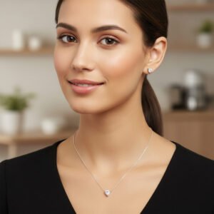 heart silver pendant set with earrings for women 925 sterling silver jewellery set