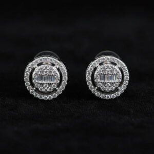 “925 sterling silver round stud earrings for women”